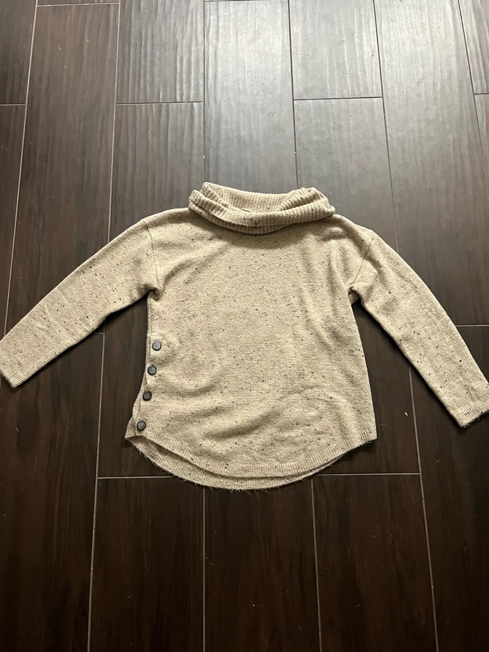 Fortune +Ivy Cozy Cream Button-Side Cowl Neck Sweater